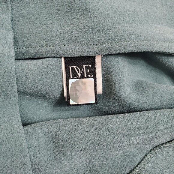 DIANE VON FURSTENBERG Womens Aurora Mini Dress 10 Moss Green 3/4 Sleeve - Picture 9 of 11